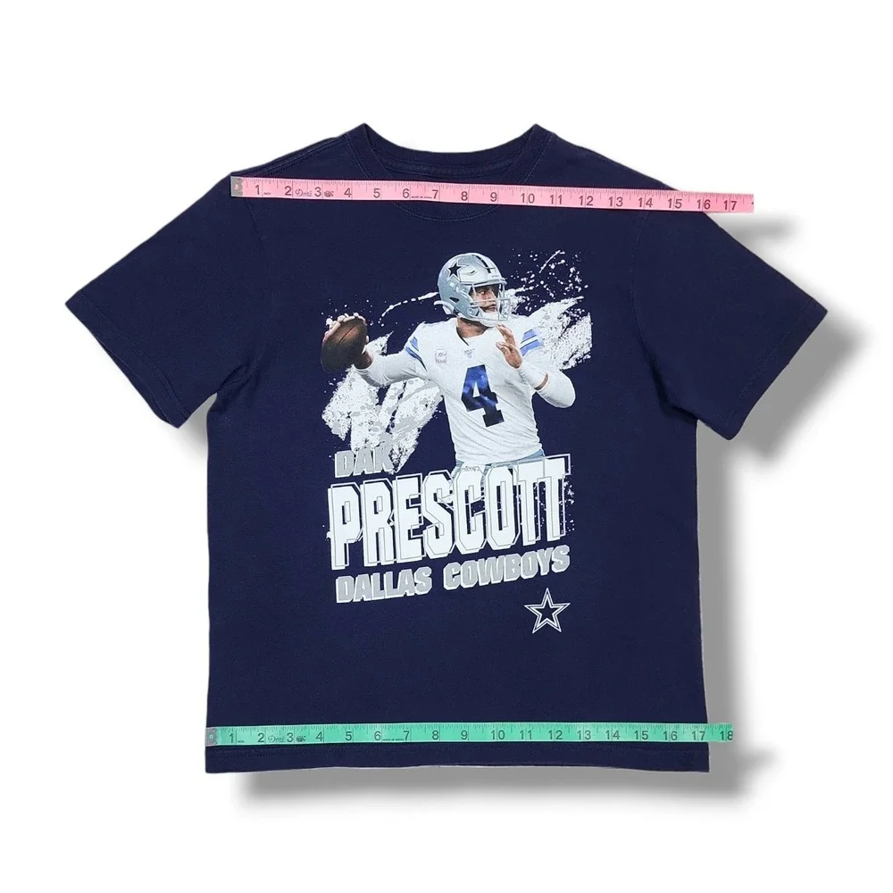 Dallas Cowboys Authentic #4 Dak Prescott Graphic Navy Blue‎ T-Shirt Youth's M